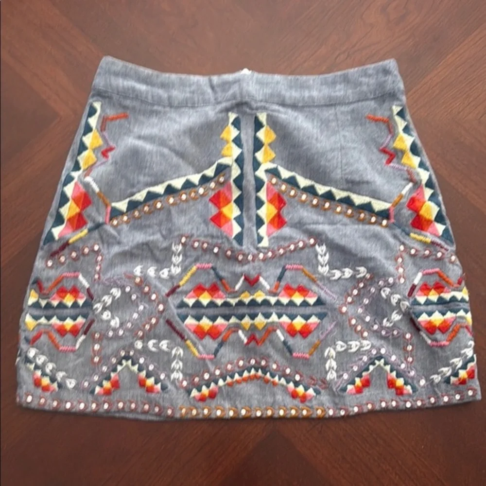 Antik Batik Yellow and Blue Embellished Mini Pencil Skirt Resort Wear